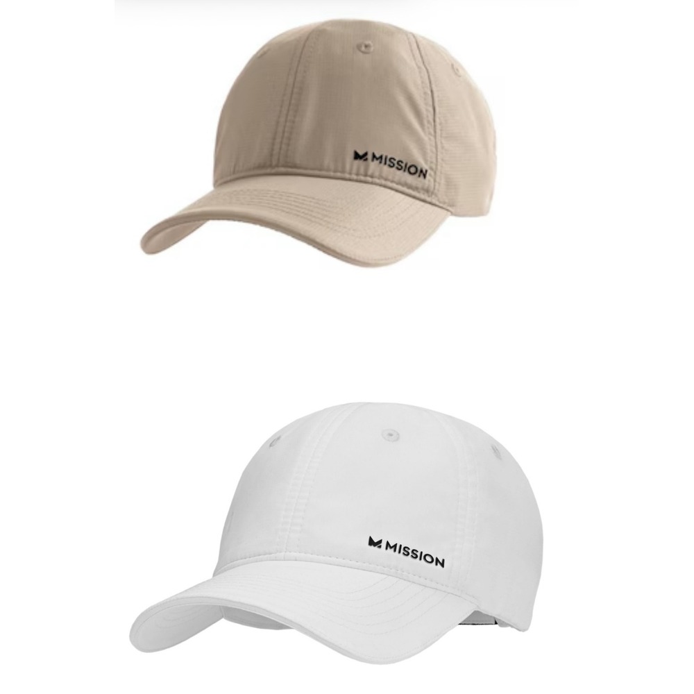 Mission Cooling Performance Hats BUNDLE S/M White Tan Khaki Baseball Caps